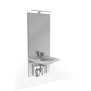 Manual height adjustable washbasin system with mirror and lighting - BASICLINE 401-15