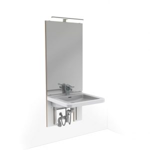 Manual height adjustable washbasin system with mirror and lighting - BASICLINE 401-10