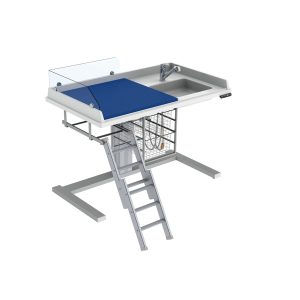 Height Adjustable Changing Table 333 - Sink right, Ladder left, Border 20 cm