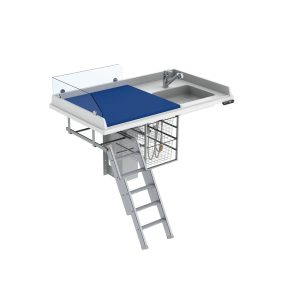 Height Adjustable Changing Table 335 - Sink right, Ladder left, Border 20 cm