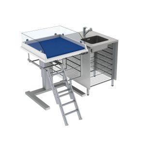 Height Adjustable Changing Table 333 - Combination 1, Washing Bench right, Border 20 cm