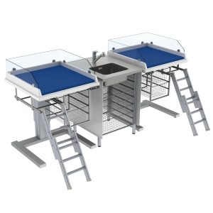 Height Adjustable Changing Table 333 - Combination 2, Washing bench center, Border 20 cm