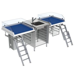 Height Adjustable Changing Table 335 - Combination 2, Washing bench center, Border 20 cm