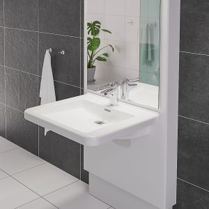 Electric height adjustable washbasin system with mirror and lighting - DESIGNLINE 417-0 - Image 3