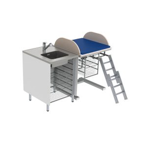 Height Adjustable Changing Table 332 - Combination 1, Washing bench left, Border 20 cm