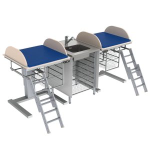 Height Adjustable Changing Table 332 - Combination 2, Washing bench center, Border 20 cm