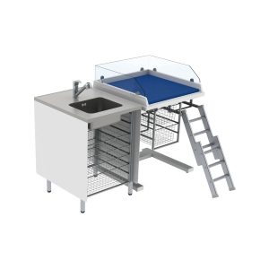 Height Adjustable Changing Table 333 - Combination 1, Washing bench left, Border 20 cm