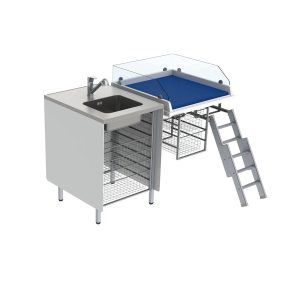 Height Adjustable Changing Table 335 - Combination 1, Washing bench left, Border 20 cm