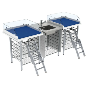 Changing table 327, Fixed height - Combination 2, Washing bench center, Border 20 cm
