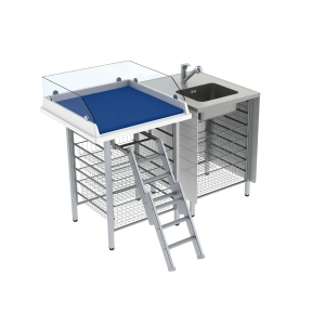 Changing table 327, Fixed height - Combination 1, Washing bench, Border 20 cm
