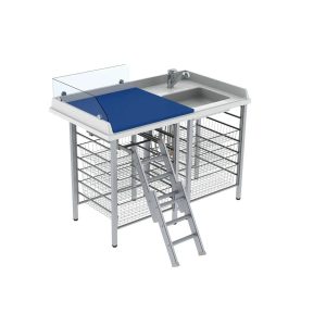Changing Table 327, Fixed height, Sink right - Ladder left, Border 20 cm