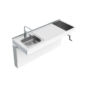 Wall Mounted Cranked Height Adjustable Mini Kitchen 6350-ES11S2