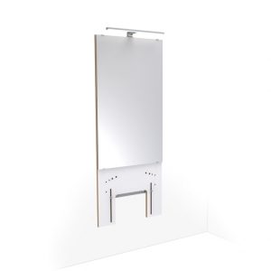 Manual height adjustable washbasin system with mirror and lighting - BASICLINE 401-1