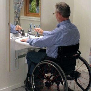 Manual height adjustable washbasin system with mirror and lighting - BASICLINE 401-1 - Image 4