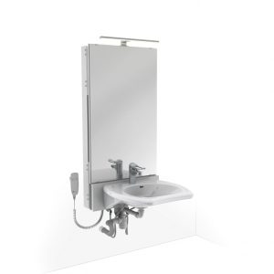 Electric height adjustable washbasin system with mirror and lighting - BASICLINE 433-03
