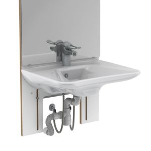 Manual height adjustable washbasin system with mirror and lighting - BASICLINE 401-01 - Image 4