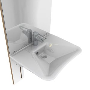 Manual height adjustable washbasin system with mirror and lighting - BASICLINE 401-01 - Image 3