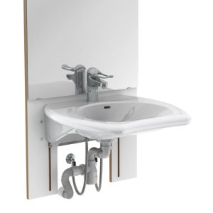 Manual height adjustable washbasin system with mirror and lighting - BASICLINE 401-03 - Image 4