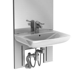 Manual height adjustable washbasin system with mirror and lighting - BASICLINE 401-11 - Image 4