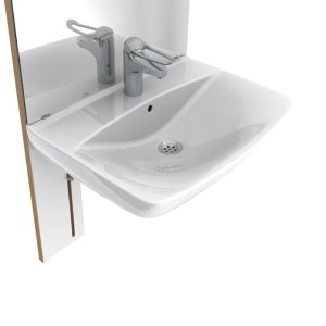 Manual height adjustable washbasin system with mirror and lighting - BASICLINE 401-11 - Image 3