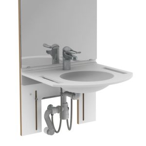 Manual height adjustable washbasin system with mirror and lighting - BASICLINE 401-15 - Image 4