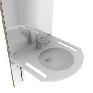 Manual height adjustable washbasin system with mirror and lighting - BASICLINE 401-15 - Image 3