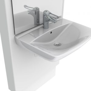 Electric height adjustable washbasin system with mirror and lighting - DESIGNLINE 417-11 - Image 3