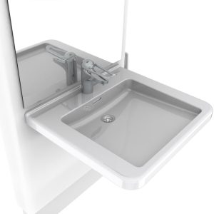 Electric height adjustable washbasin system with mirror and lighting - DESIGNLINE 417-10 - Image 3