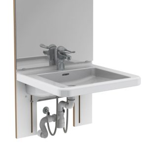 Manual height adjustable washbasin system with mirror and lighting - BASICLINE 401-10 - Image 4