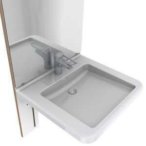 Manual height adjustable washbasin system with mirror and lighting - BASICLINE 401-10 - Image 3