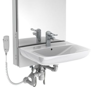 Electric height adjustable washbasin system with mirror and lighting - BASICLINE 433-10 - Image 4