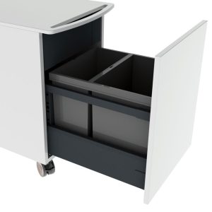 Mini cabinet on wheels with waste sorting and inner drawer, fully extendable with soft-close - Image 3