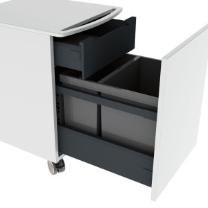 Mini cabinet on wheels with waste sorting and inner drawer, fully extendable with soft-close - Image 4