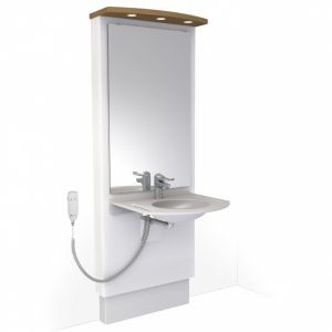 Electric height adjustable washbasin system with mirror and lighting - DESIGNLINE 417-15