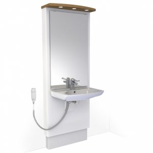 Electric height adjustable washbasin system with mirror and lighting - DESIGNLINE 417-01
