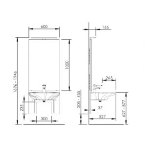 Manual height adjustable washbasin system with mirror and lighting - BASICLINE 401-01 - Image 6