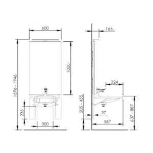 Manual height adjustable washbasin system with mirror and lighting - BASICLINE 401-03 - Image 6