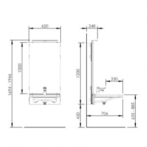 Electric height adjustable washbasin system with mirror and lighting - BASICLINE 433-10 - Image 5