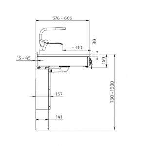 Wall Mounted Motorised Height Adjustable Sink Module 6300-ES30 - Image 6