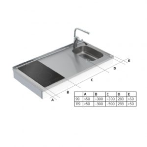 Wall Mounted Cranked Height Adjustable Mini Kitchen 6350-ESFS - Image 4