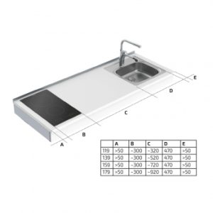 Wall Mounted Motorised Height Adjustable Mini Kitchen 6300-ES11S2 - Image 6