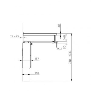 Wall Mounted Cranked Height Adjustable Hob Module 6350HA-S4 - Image 5