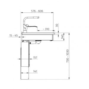 Wall Mounted Manual Height Adjustable Sink Module 6380-ES20 - Image 7