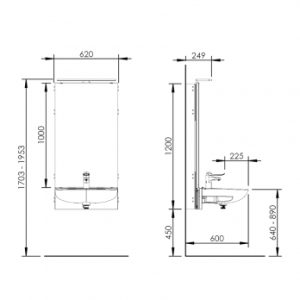 Electric height adjustable washbasin system with mirror and lighting - BASICLINE 433-11 - Image 5