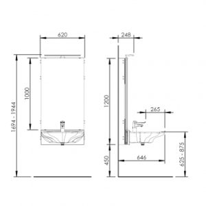 Electric height adjustable washbasin system with mirror and lighting - BASICLINE 433-01 - Image 5