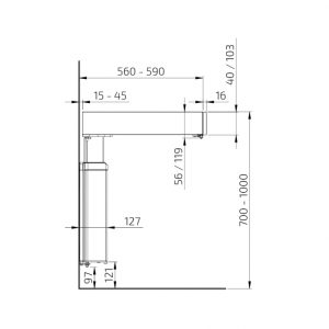 Kitchen Worktop Lift Baselift 6300LA - Wall-mounted, 40 mm front - Image 3