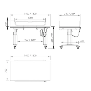 Height Adjustable Changing Table Granberg Care 345 - 2 Folding gates - Image 4