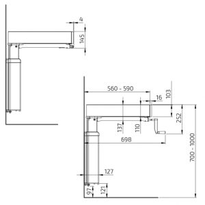 Kitchen Worktop Lift, Manual Cranked, Manulift 6350 - 103 mm front - Image 3