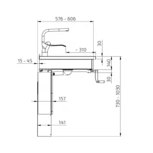 Wall Mounted Cranked Height Adjustable Sink Module 6350-ES30 - Image 6